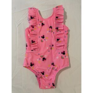 Gap × Disney Girls Minnie Mouse Recycled Ruffle Swim One-Piece - Size 4T